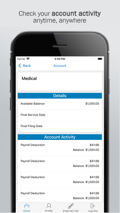LLUH Flexible Spending Account Screenshot