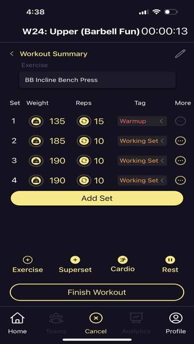 Olympus Workout Tracker Screenshot