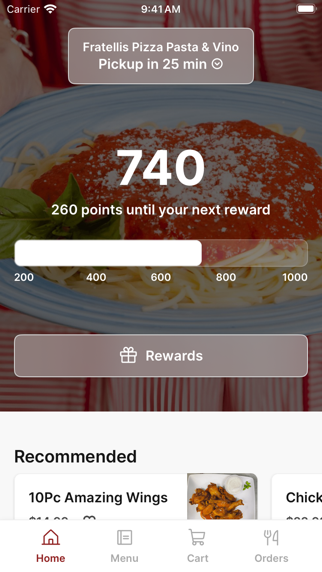 Fratellis Pizza Pasta & Vino app screenshot