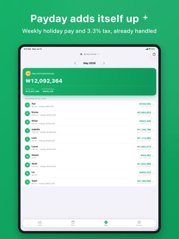 DimeTime — Part-Time Payroll iPad screenshot