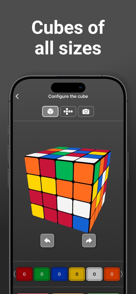 Rubix Cube Solver - Users can accurately input their cube's current state using a versatile color selection palette and an interactive 3D cube model.