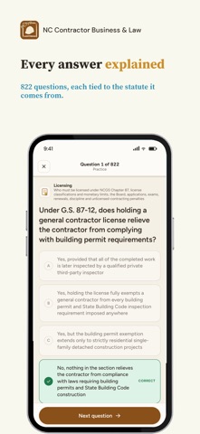 NC Contractor Business & Law iPhone screenshot