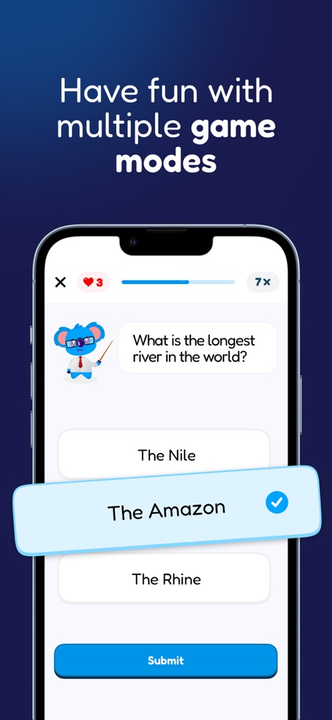 Sapio – General Knowledge - Gli utenti possono cimentarsi in quiz interattivi, come il formato a scelta multipla, ricevendo feedback visivo immediato che indica la risposta corretta, per un apprendimento efficace e divertente.