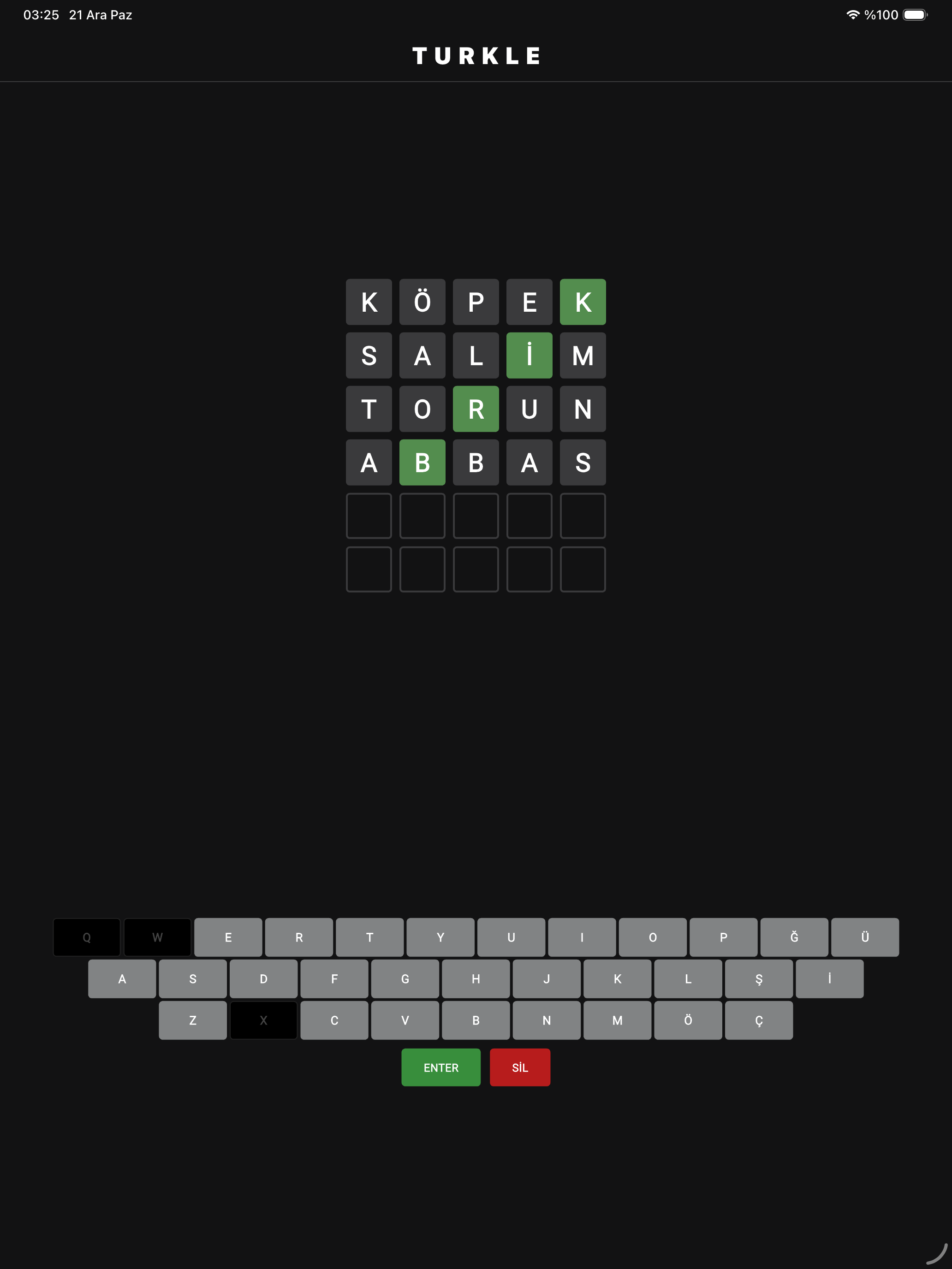 Türkle – Türkçe Wordle