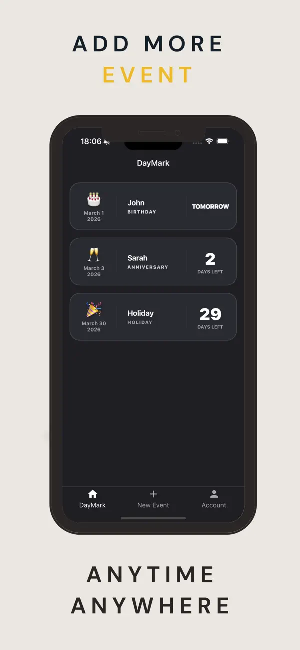 #2. DayMark: Countdown Widget (iOS) بواسطة: CAGATAY ACABEY
