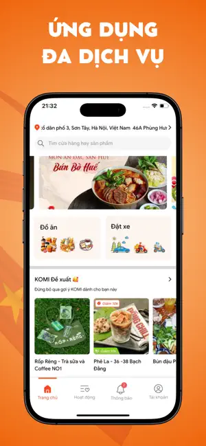 Komi - Đặt xe & Giao đồ ăn iPhone screenshot 2