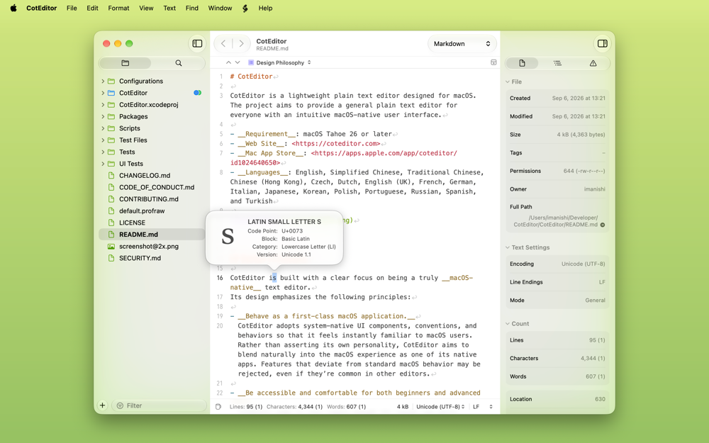 CotEditor screenshot 2