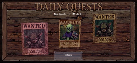 KnightBound - Dark Fantasy - Engage with the dynamic daily quest system, presenting compelling "Wanted" bounties for various monsters, providing users with continuous challenges and rewards.