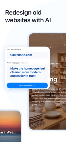 Oatweb: AI Website Redesign iPhone screenshot