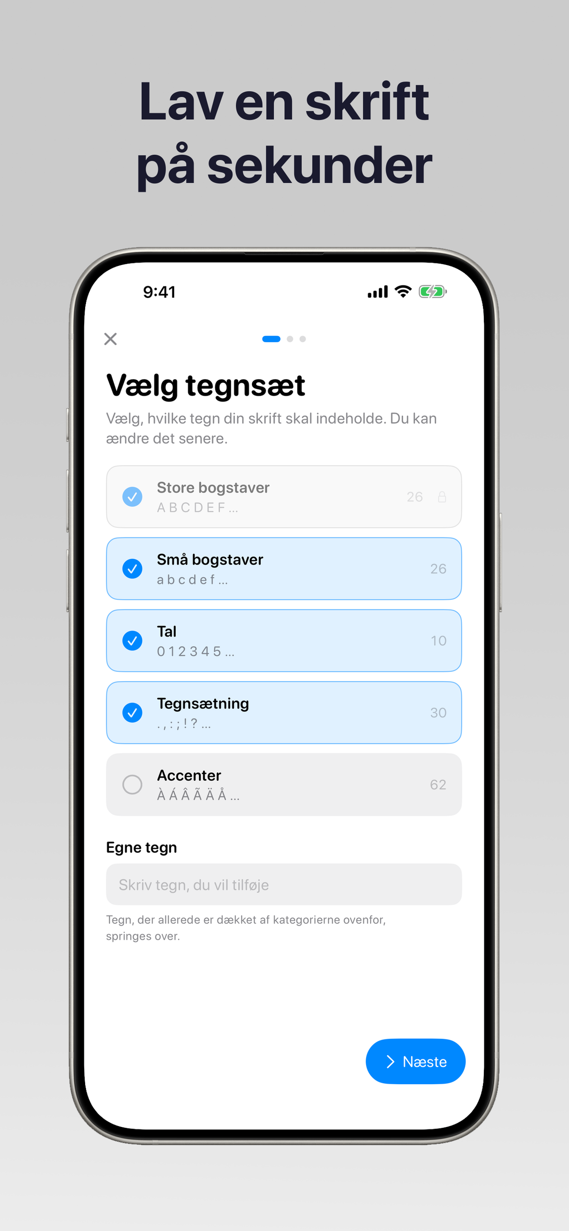 Start en skrifttype på sekunder