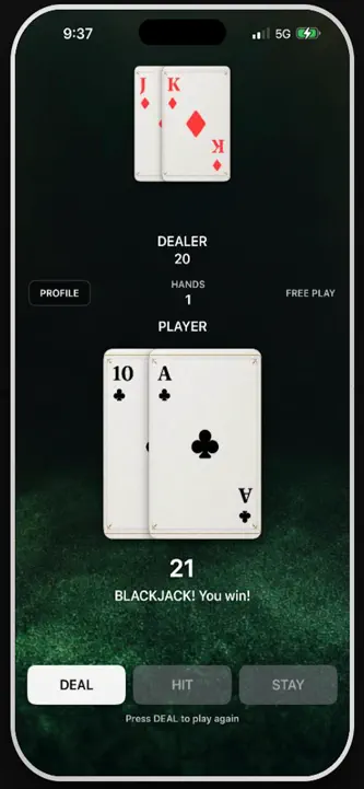 Single Deck Blackjack 21 screenshot 4