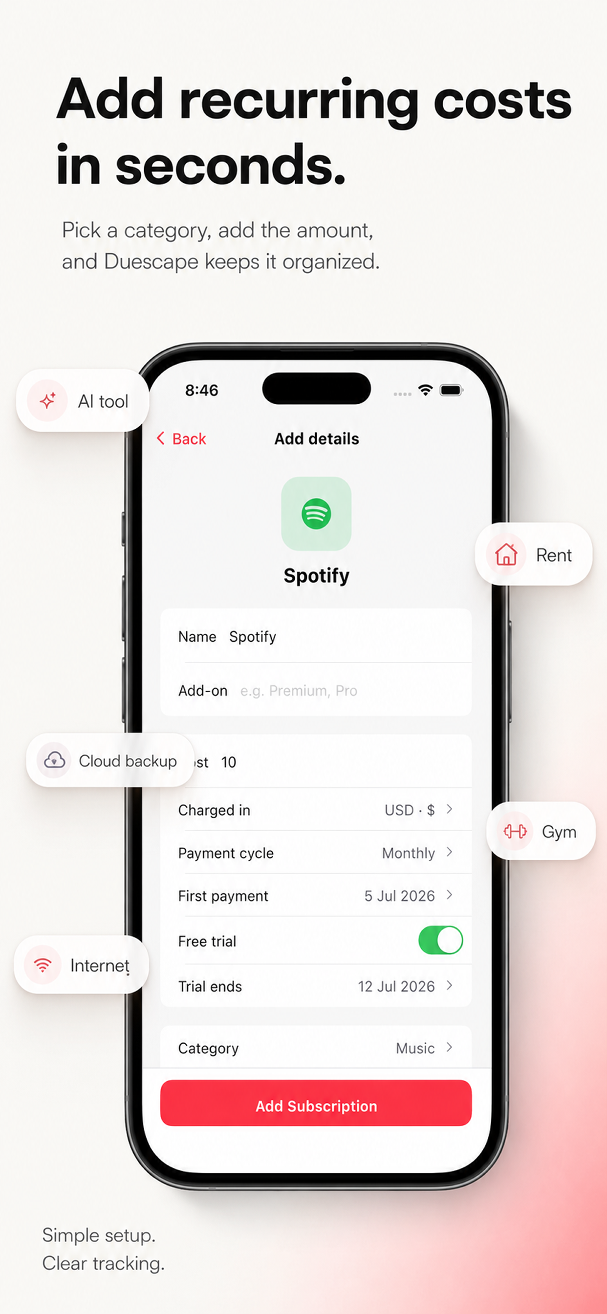 Duescape: Subscription Tracker screenshot 3