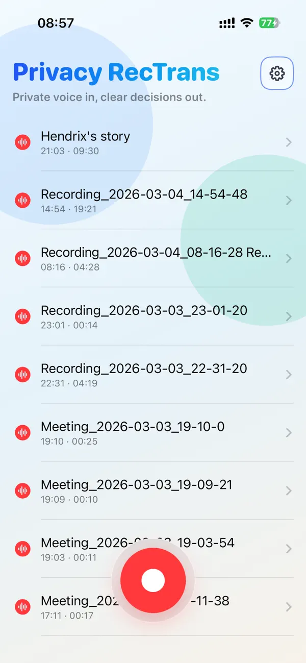 Screenshot #1 pour Offline Voice Recorder