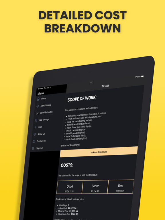 Kitchen & Bath Estimator iPad screenshot 5 - Utilities app