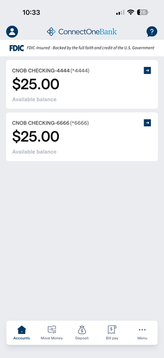 ConnectOne Bank Mobile Screenshot 2 of 5