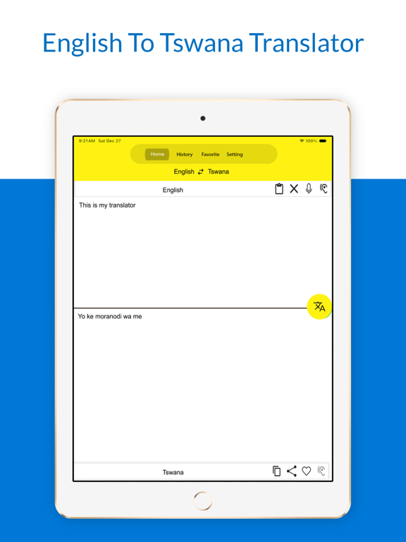 English To Tswana Translator iPad screenshot
