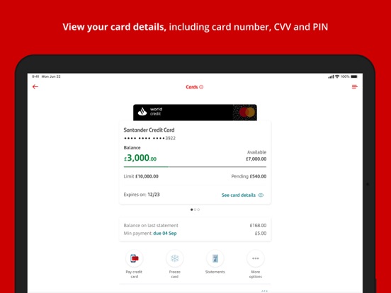Santander Mobile Banking iPad screenshot 4 - Finance app