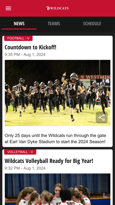 Westminster Wildcats iPhone screenshot 2 - Sports app