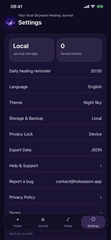 Skyward Healing Journal iPhone screenshot