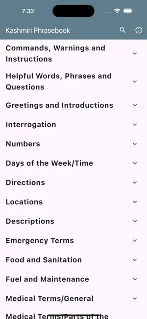 Kashmiri Phrasebook screenshot 1