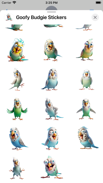 Screenshot 3 of Goofy Budgie Stickers App