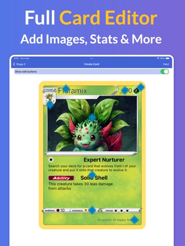 PokeCards TCG Card Maker Live iPad screenshot