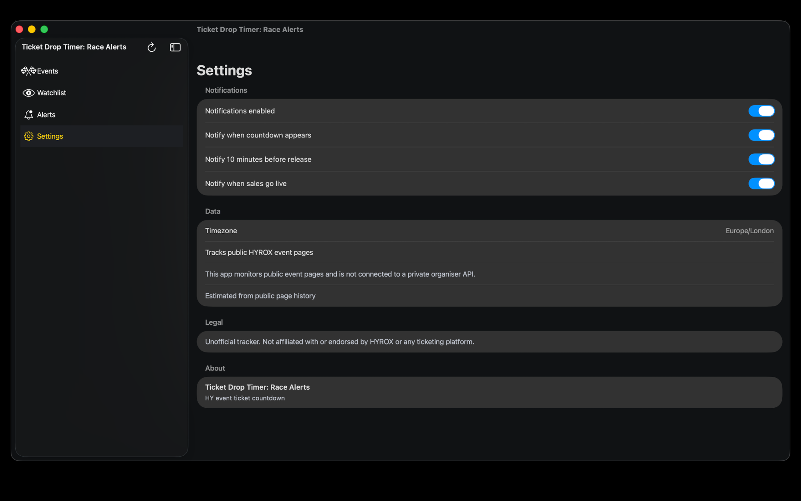Ticket Drop Timer: Race Alerts screenshot 16