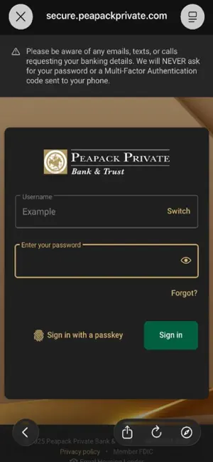 Peapack Private Treasury screenshot 1