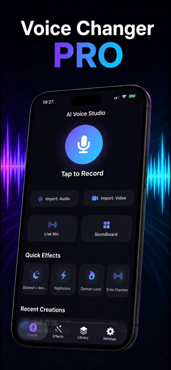 Screenshot #1 pour AI Voice Changer: Recorder Pro