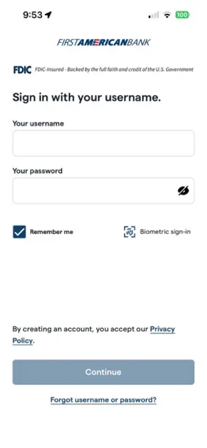 First American Bank Mobile screenshot 1