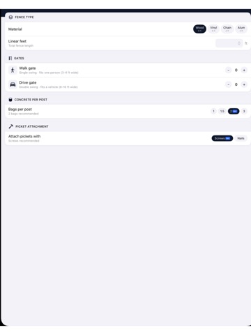 Fence Material Calculator iPad screenshot