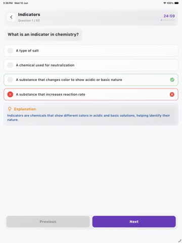 Grade 10 Science Practice iPad screenshot