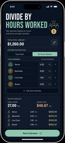 Tip Pool Split Calculator Screenshot 3 of 10