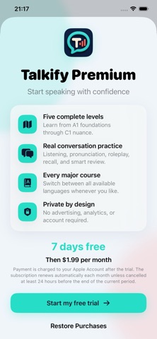 Talkify: Learn Languages iPhone screenshot