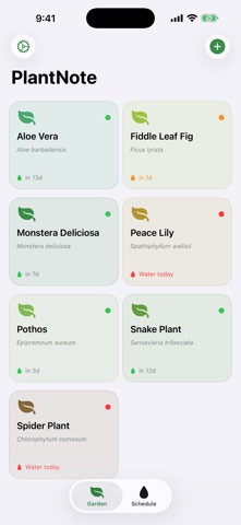 PlantNote Care iPhone screenshot