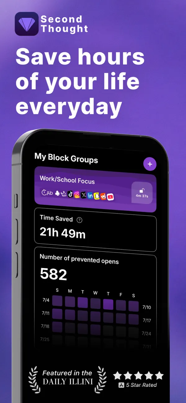 Screenshot #1 pour Second Thought: App Blocker