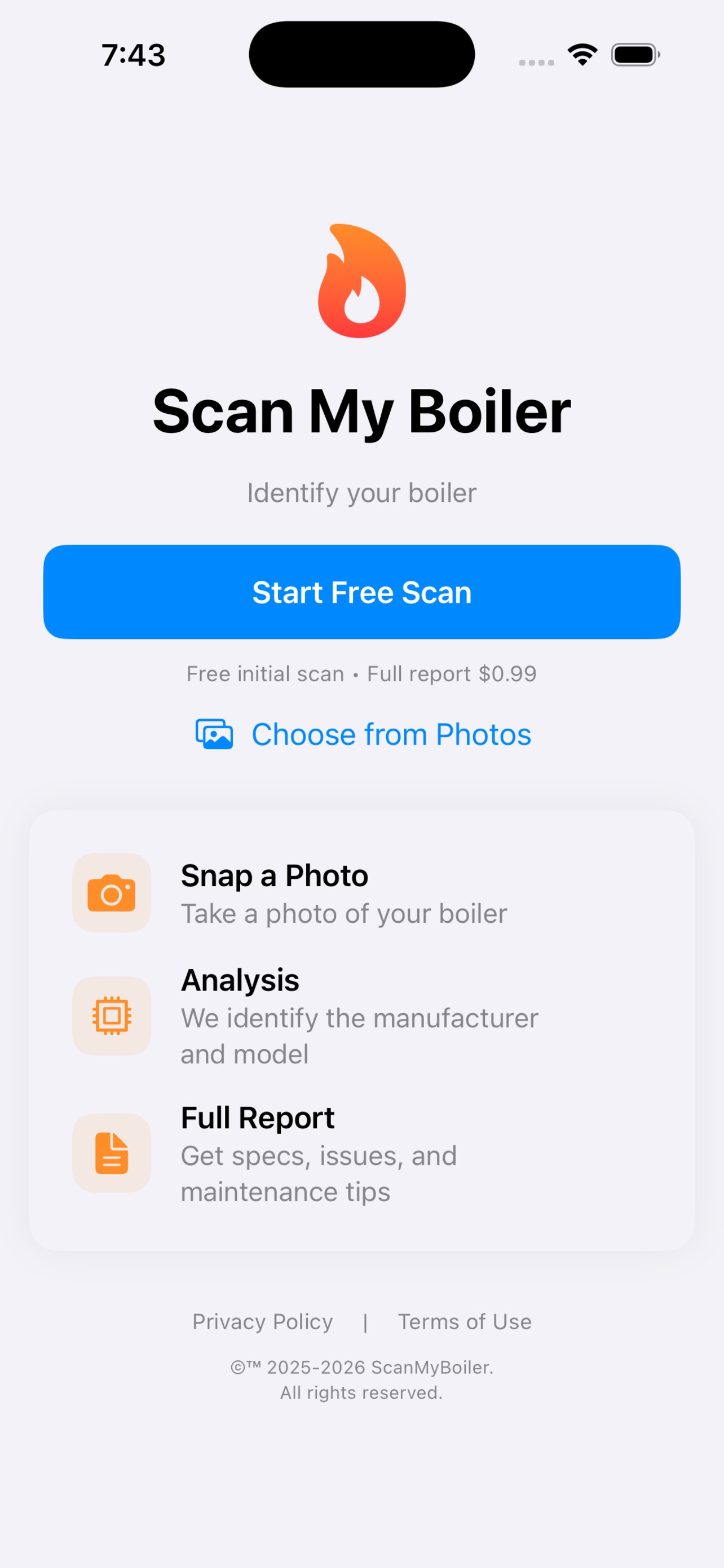 Screenshot 1 of Scan My Boiler