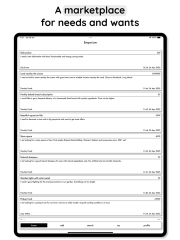 Emporium - list all your needs iPad screenshot