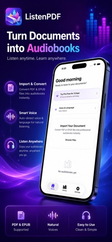 PDF to Audiobook - ListenPDF iPhone screenshot