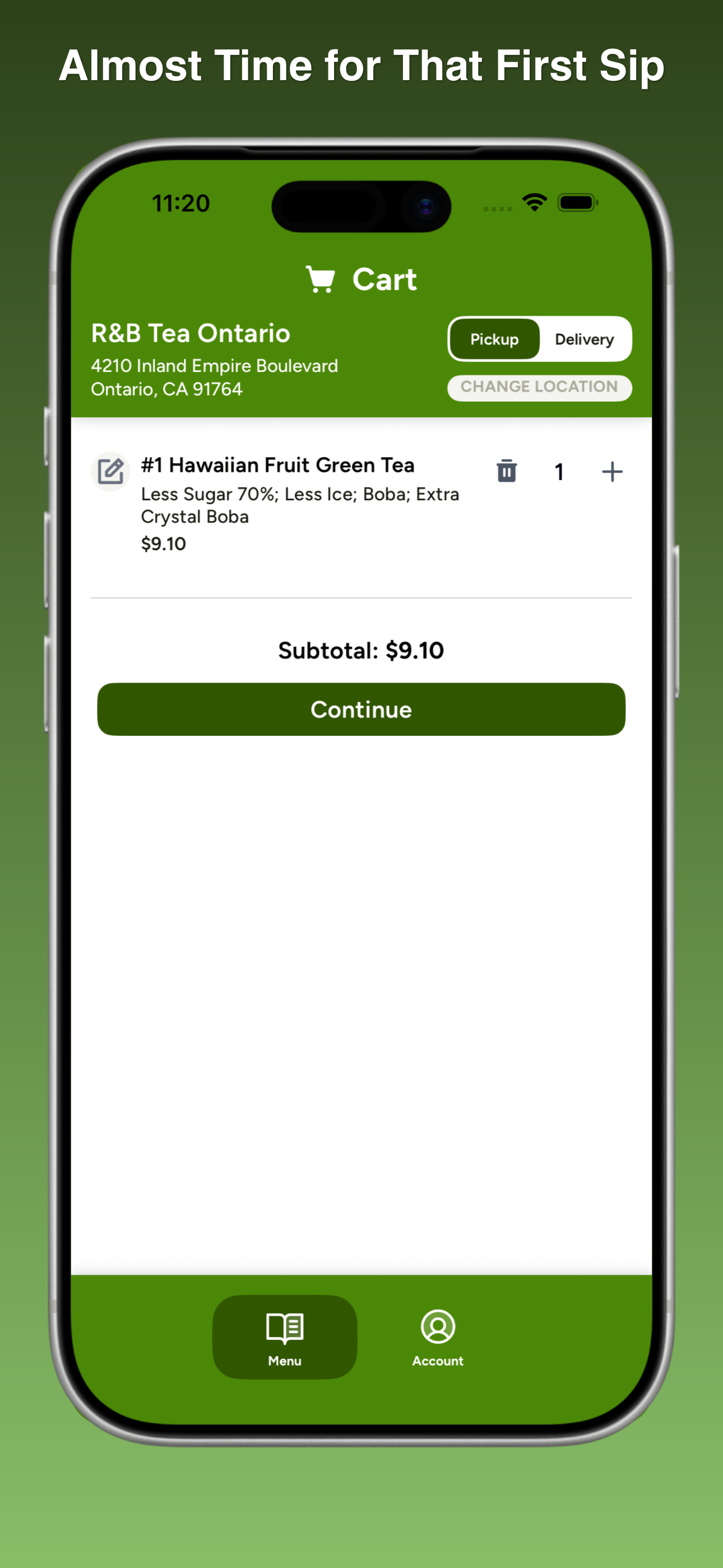 R & B Tea - Ordering