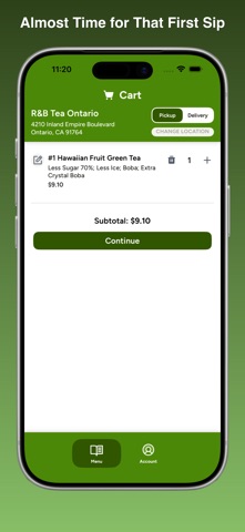 R & B Tea - Ordering screenshot