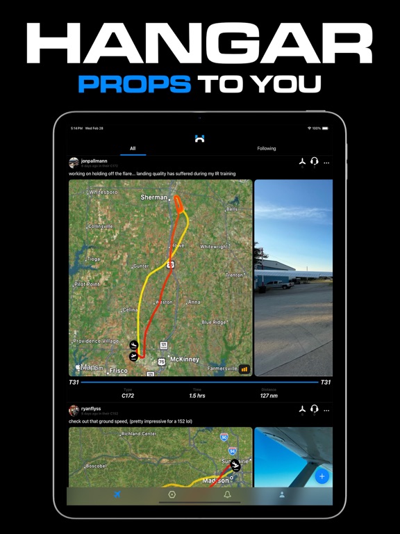 Hangar - Social Flight Tracker iPad screenshot 1 - Utilities app