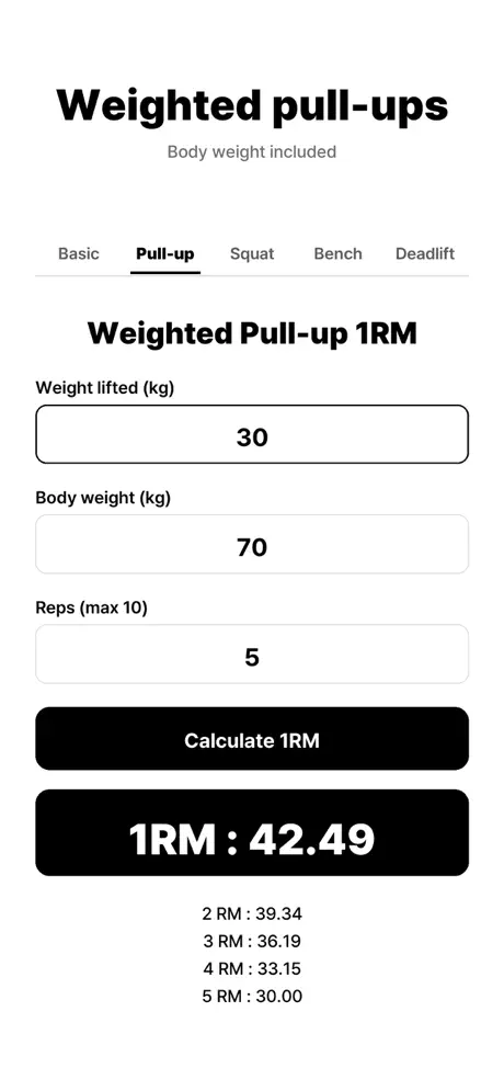 oneRM calculator(1RM) screenshot 5