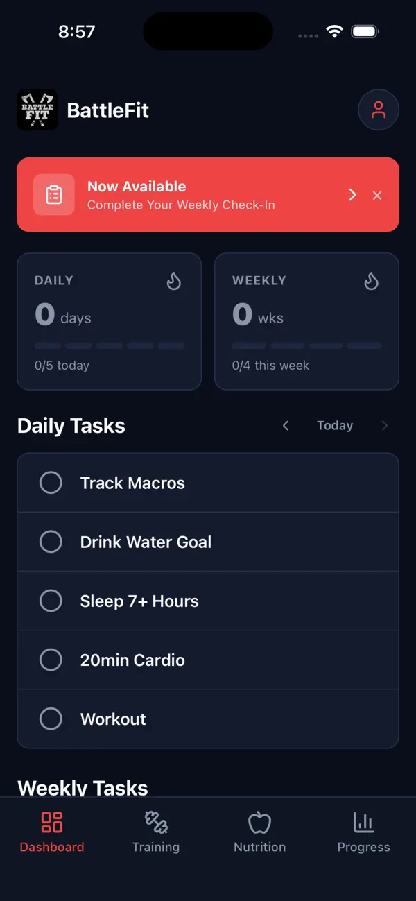 Screenshot #1 pour BattleFit - Workout Tracker