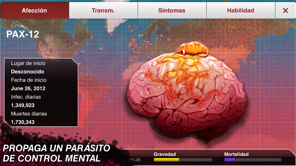 Captura de pantalla de Plague Inc. en iPhone 6