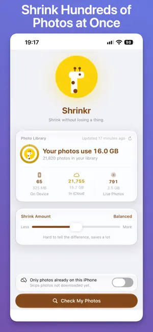 Shrinkr: Photo Storage Saver screenshot 1