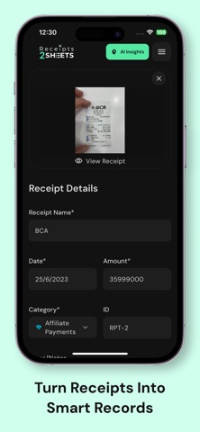 Receipts2sheets: Smart Scanner screenshot