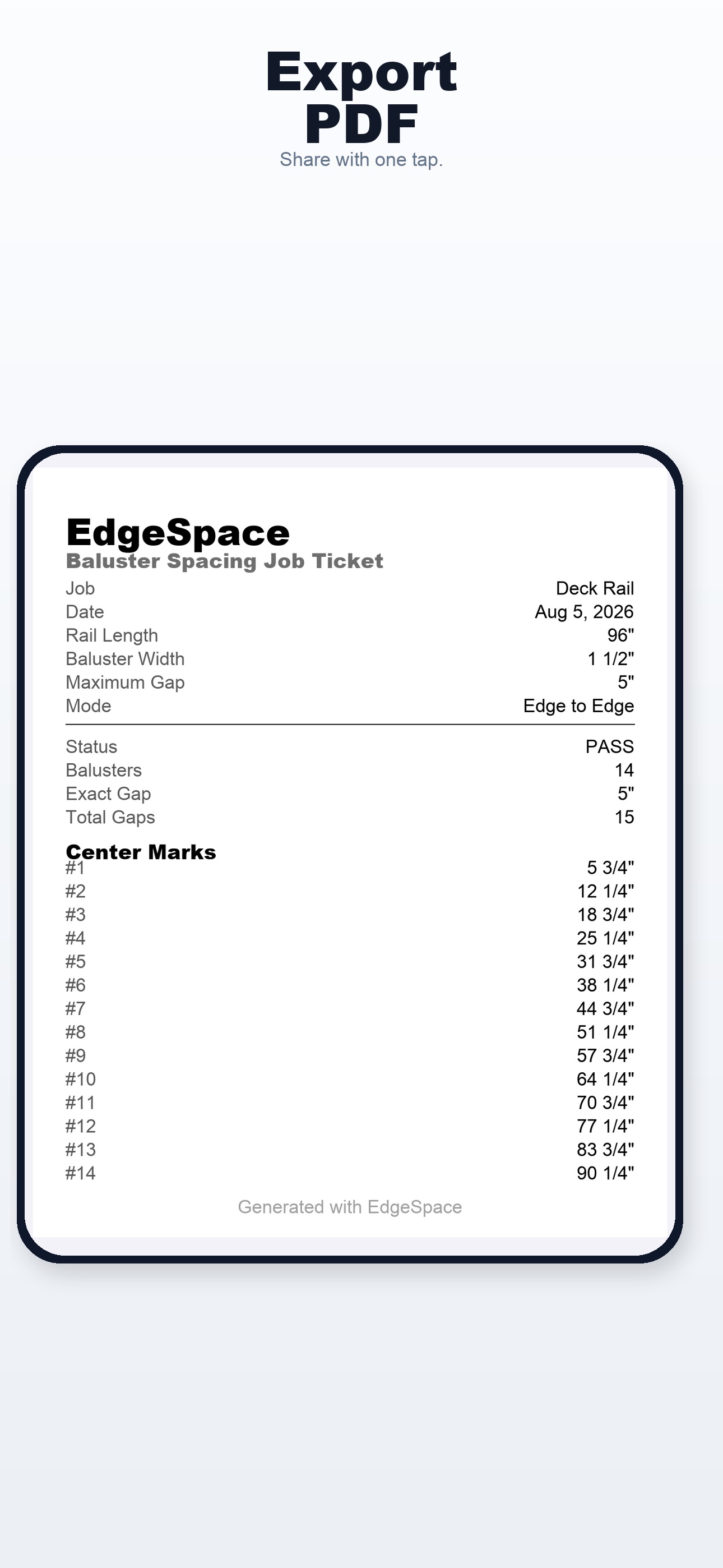 Screenshot 5 of EdgeSpace Baluster Spacing