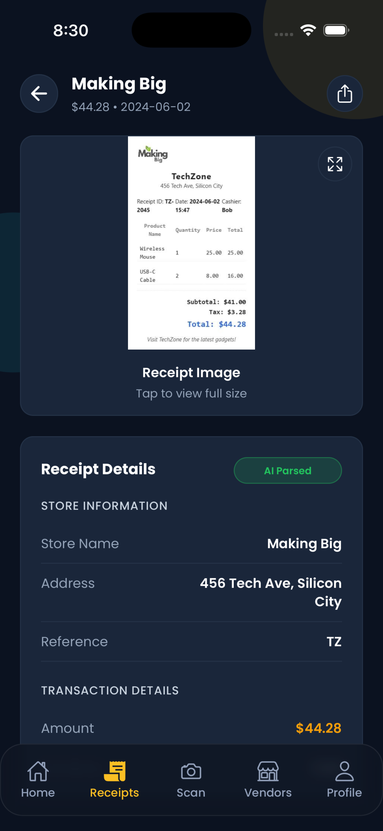 sReceipt