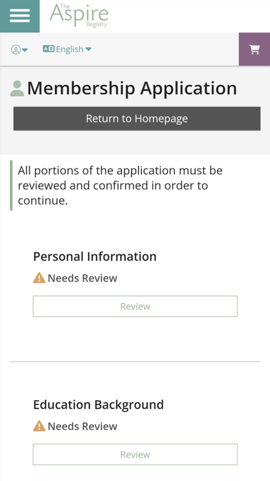 My Aspire Profile Screenshot